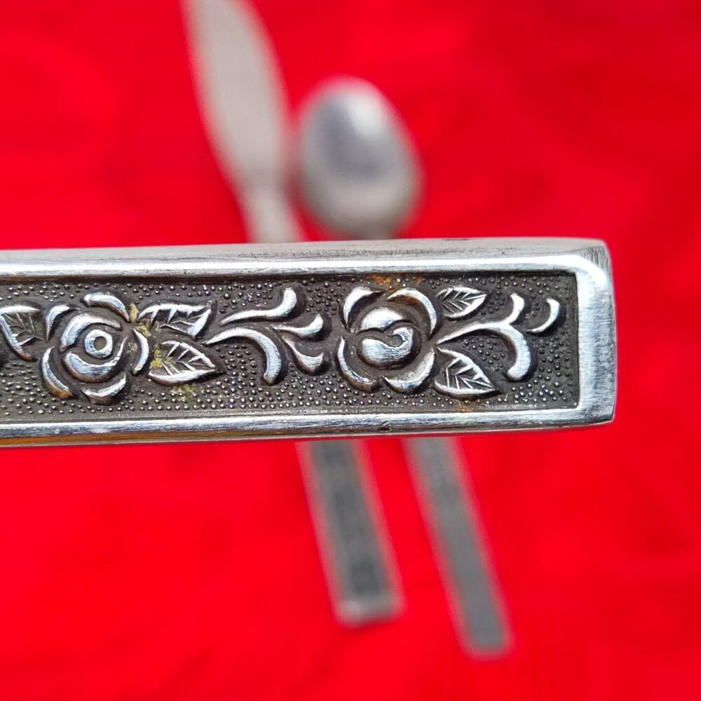 3X COSTELLANO National/Nasco 1 Teaspoon 2 Butter Knife Vtg Rose Stainless